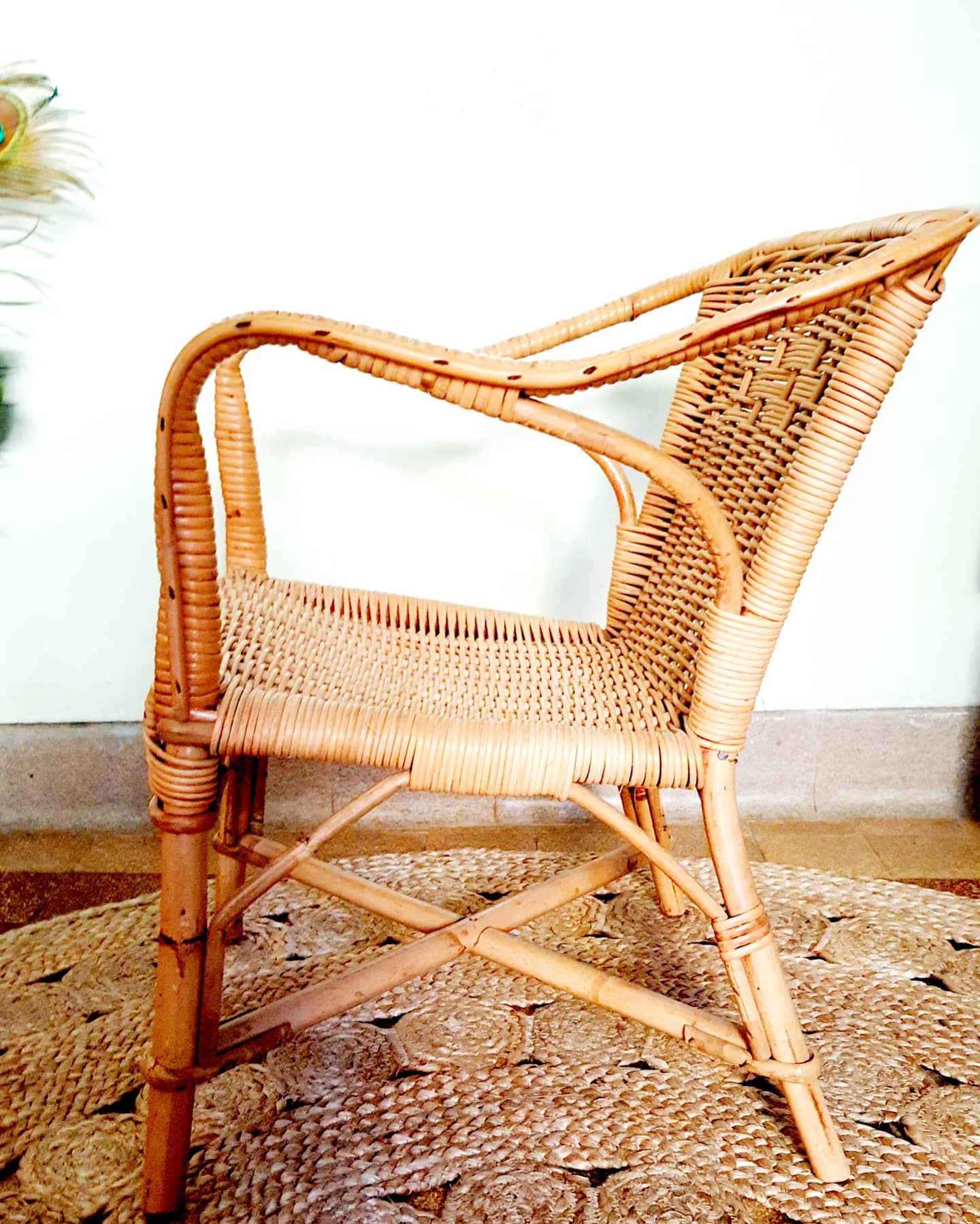 Fauteuil enfant osier vintage