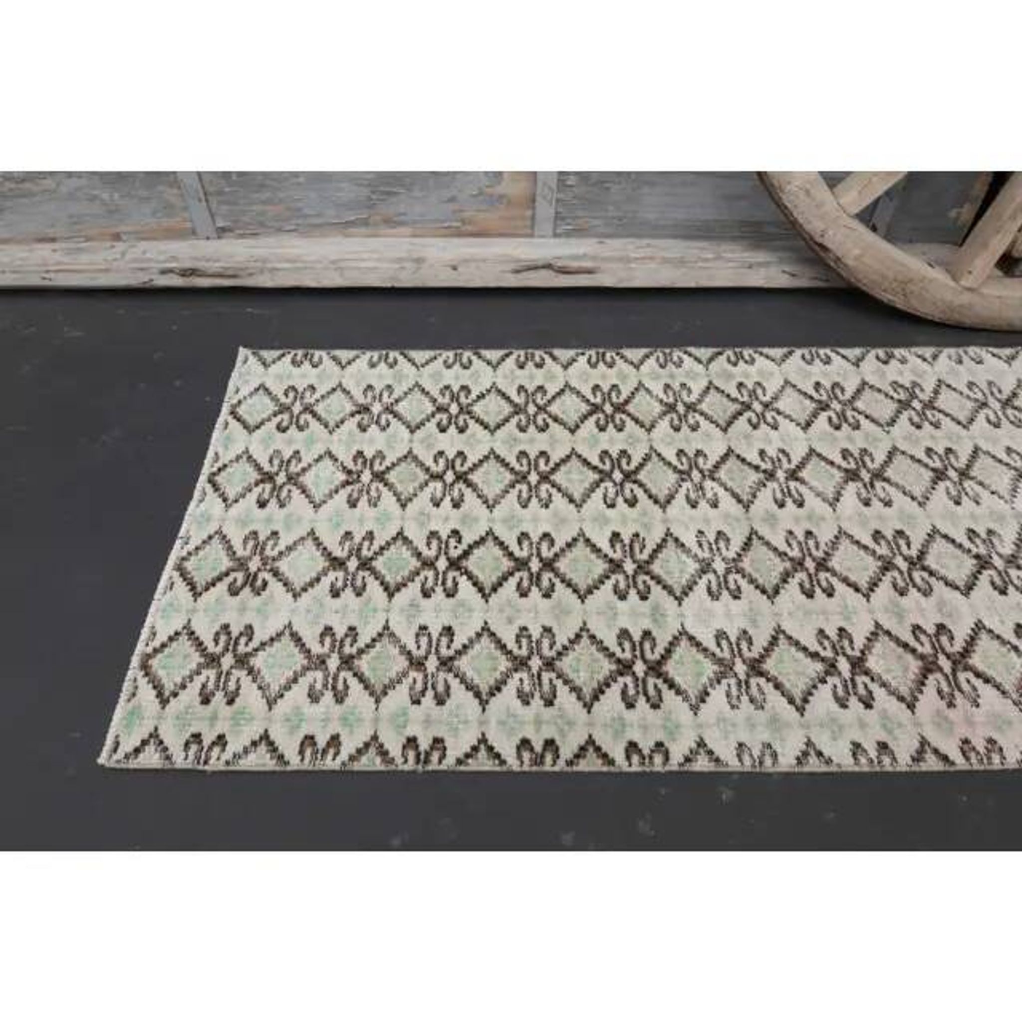 1970s Turkish Hand-Knotted Wool Cotton Beige Runner Rug 70x262