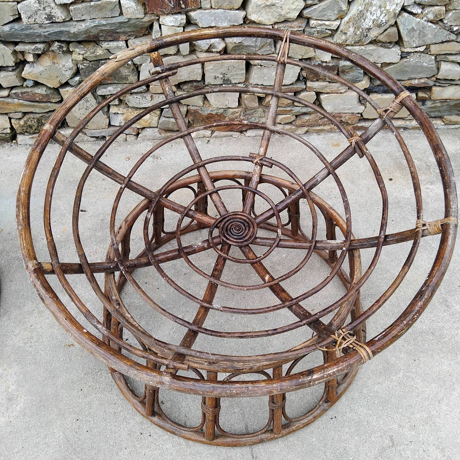 Set of 3 Vintage Rattan Half-Spherical Armchairs