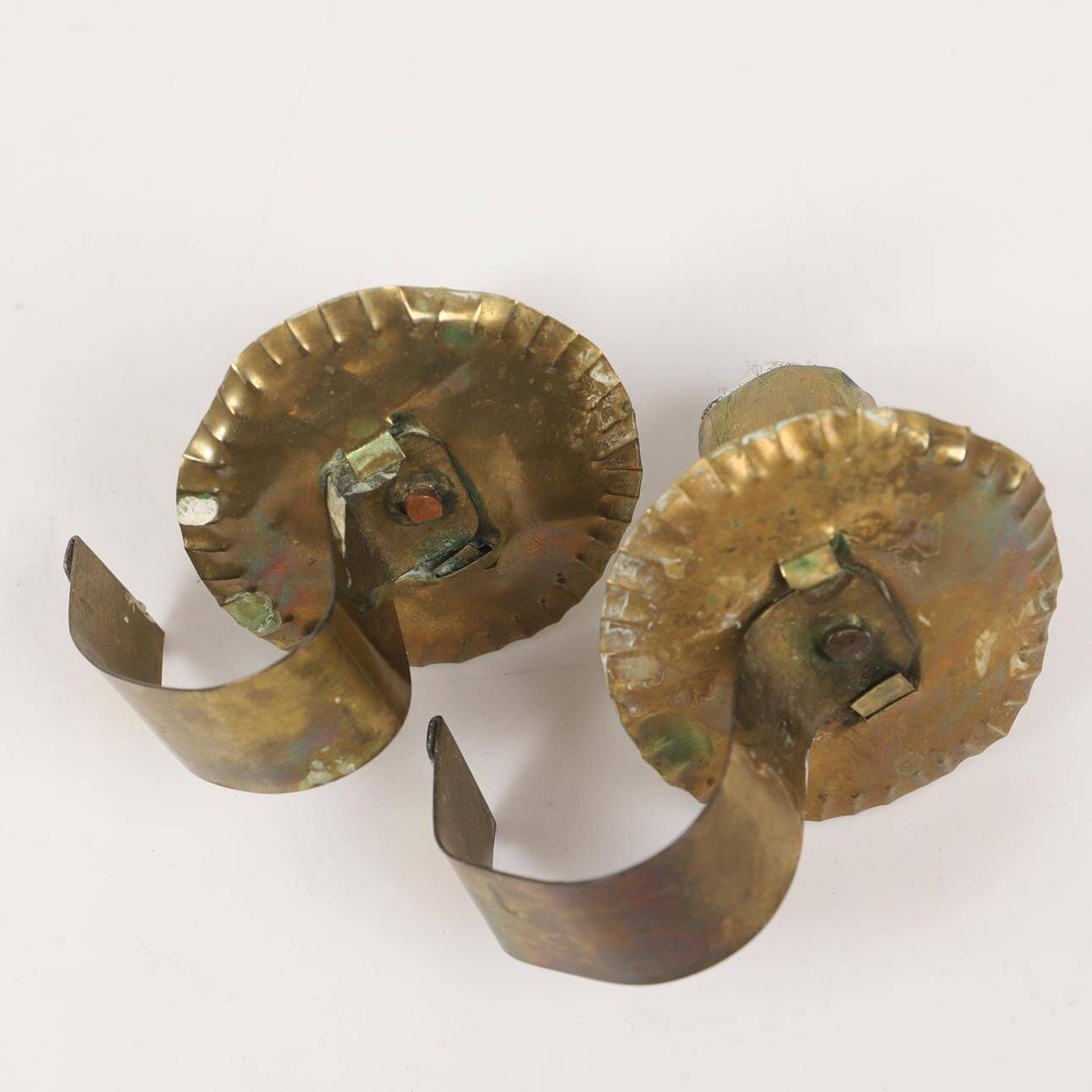 Pair of large baroque-style brass wall sconces, Swedish mid-century