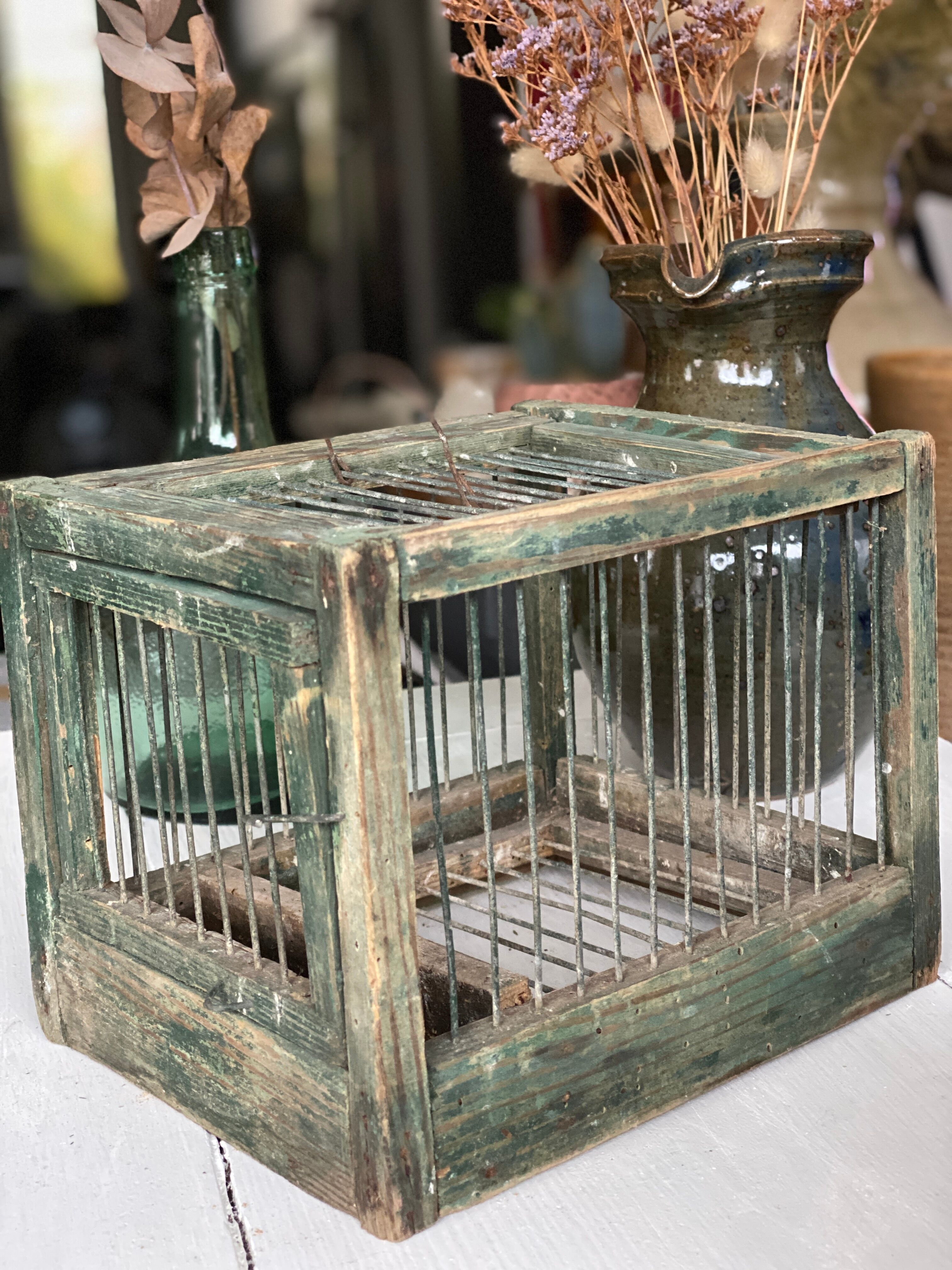 Cage à oiseaux en bois et acier