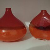 Pair or 2 glass paste vases from the 80s vintage.