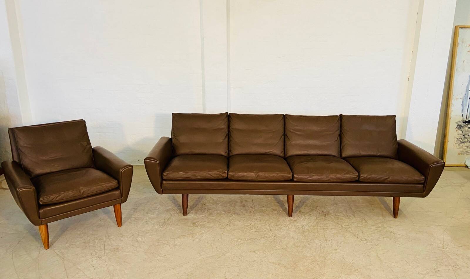 Vintage retro Danish mid-century G. Thams club chair in brown leather 60s