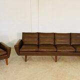 Vintage retro Danish mid-century G. Thams club chair in brown leather 60s