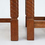 Art Deco dining room chairs in oak and leather 1940's