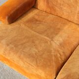 Canapé orange cuir suédé et acier. Circa 1970