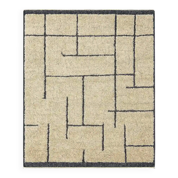 Tapis berbère écru laine lignes structurées