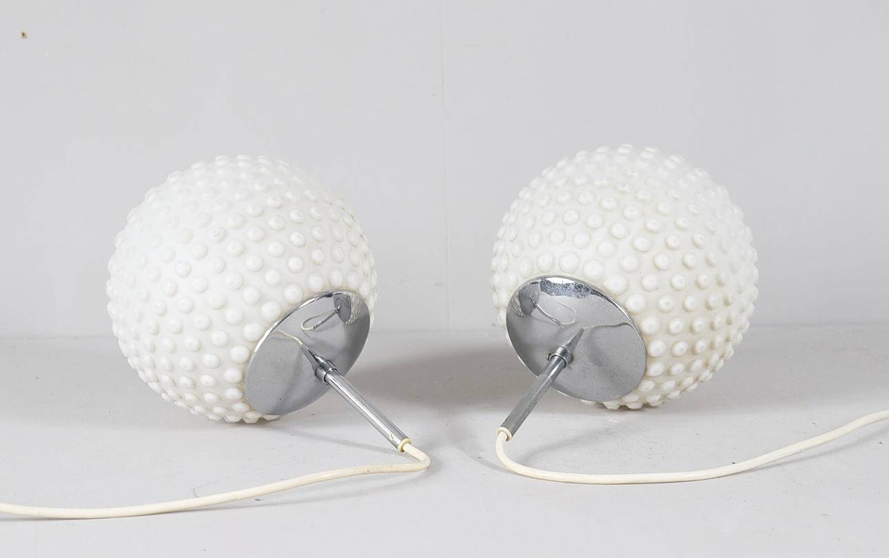 2-piece set Bubble Space Age opal glass ceiling lamps/ceiling lights by Rolf Krüger for Staff, Germany, 1970s.