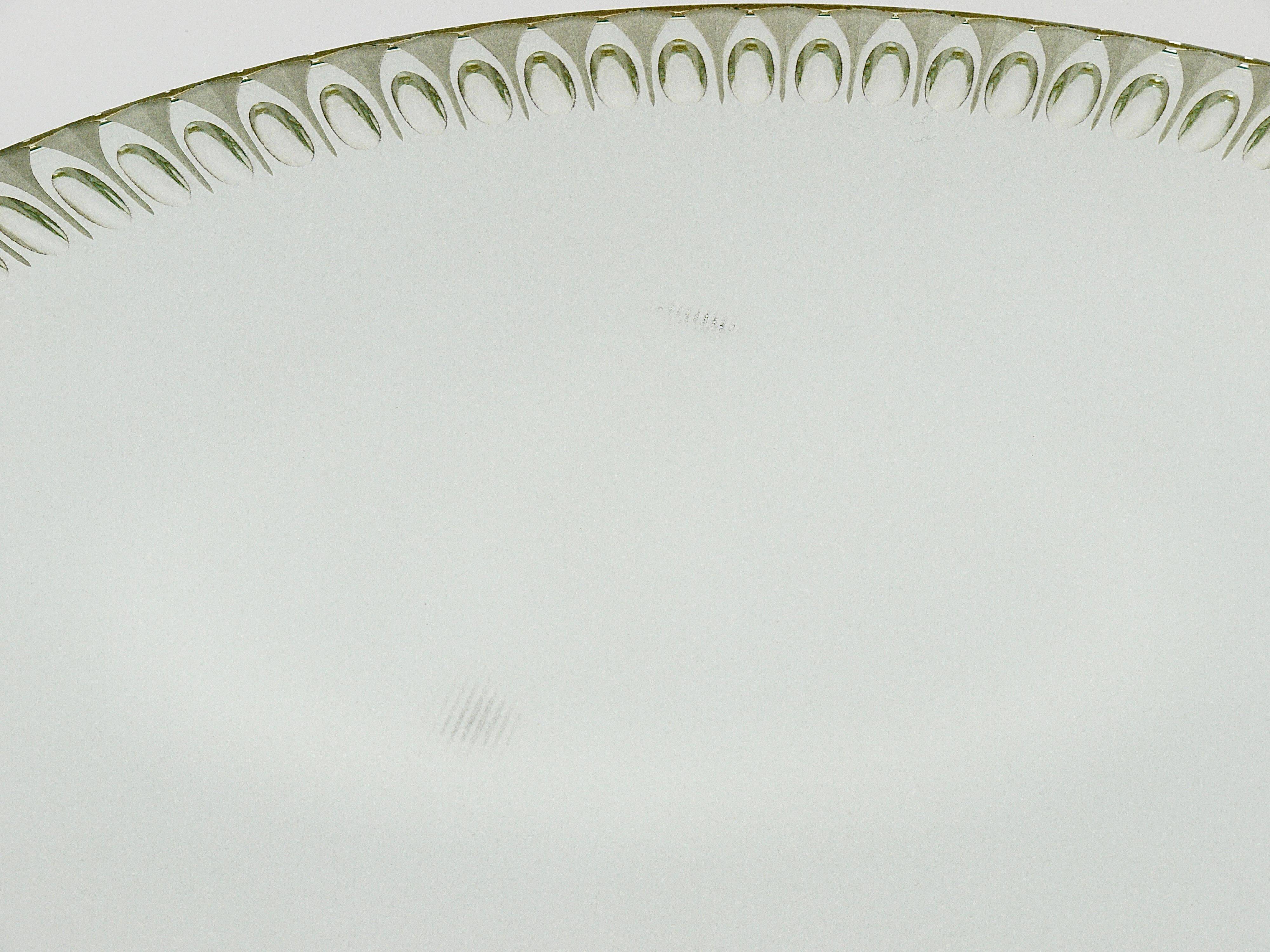 Miroir Mural Rond Facetté Effet Optique Cristal Arte Exceptionnel, Italie, Années 1960