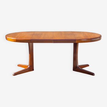 Baumann table with 2 extensions, round table, wooden table with star base, dining table