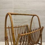Vintage rattan magazine rack