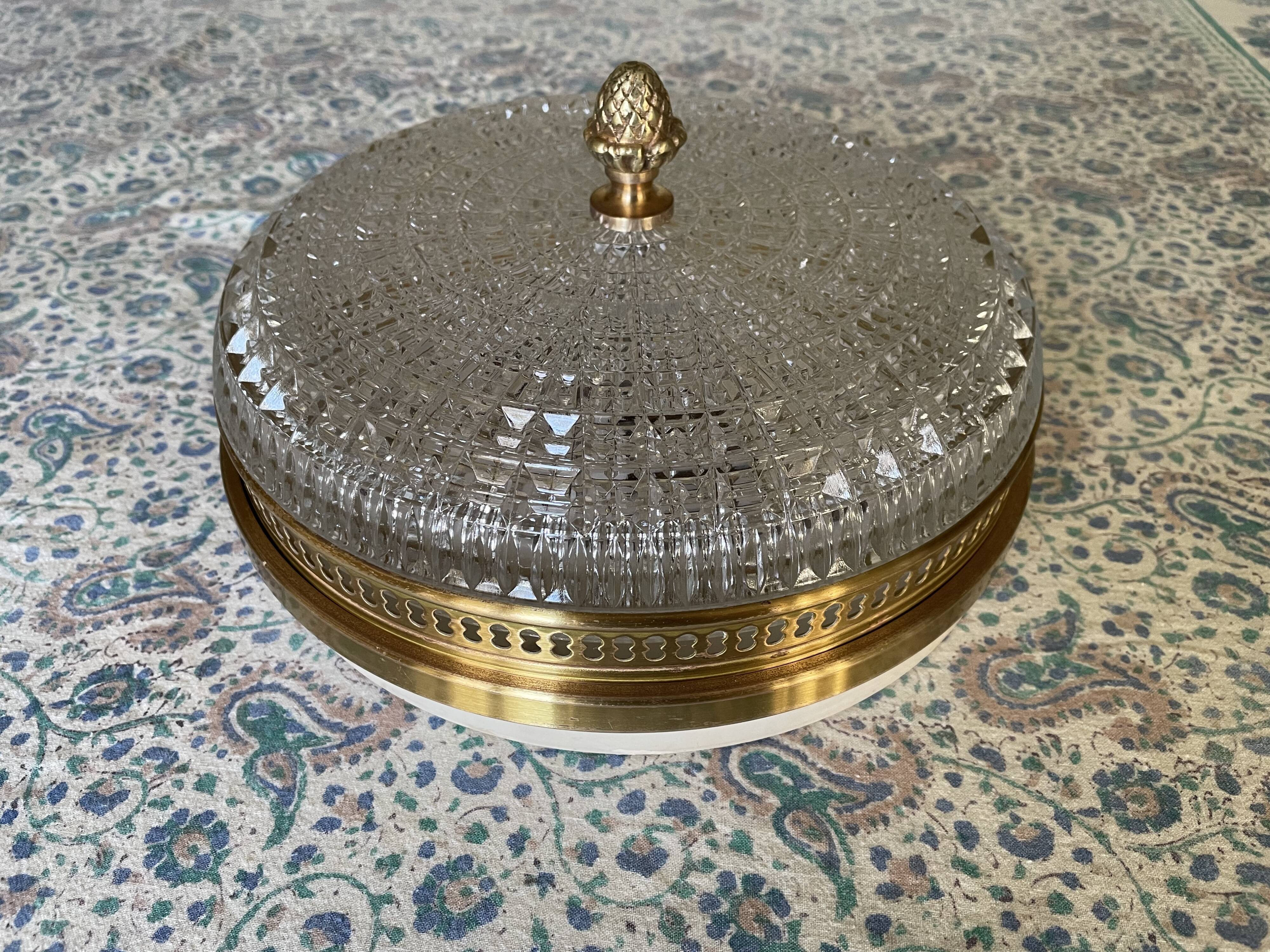 Plafonnier verre et doré