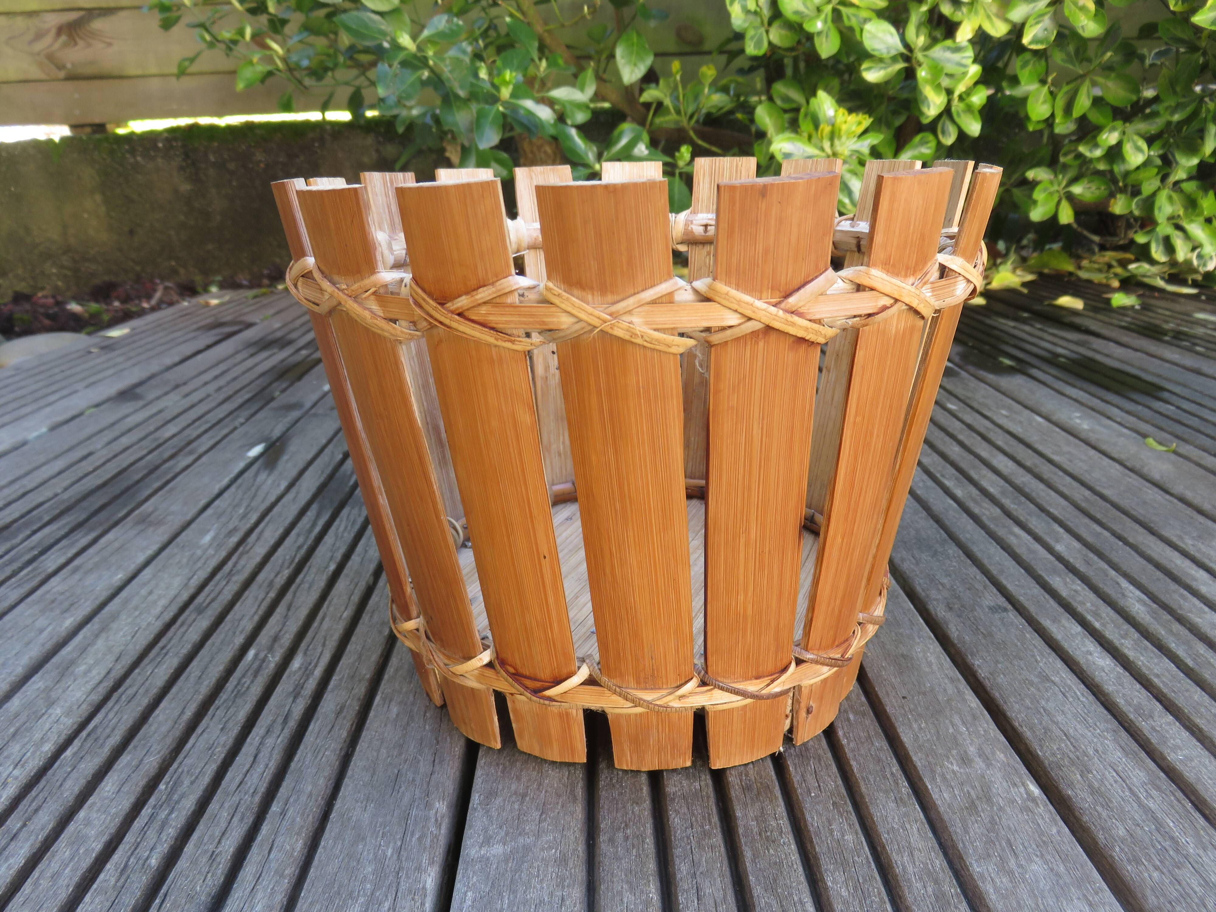 Série de 3 cache pots en bambou années 70