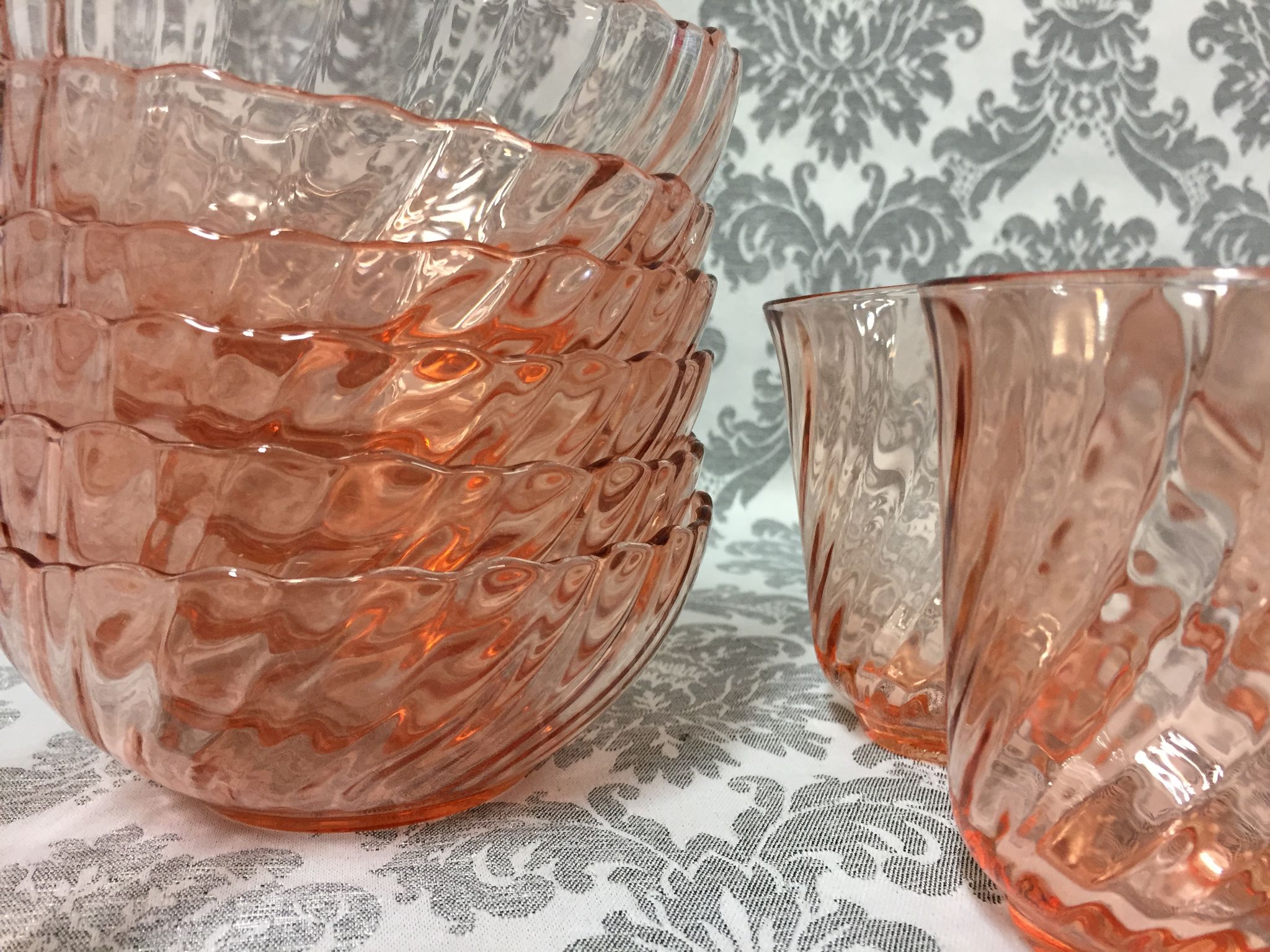 Lot service art table luminarc arcoroc model rosaline vintage 1950/1960