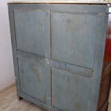 Rare Small Antique Wardrobe In Walnut And Marble Top, Italy 19th Century