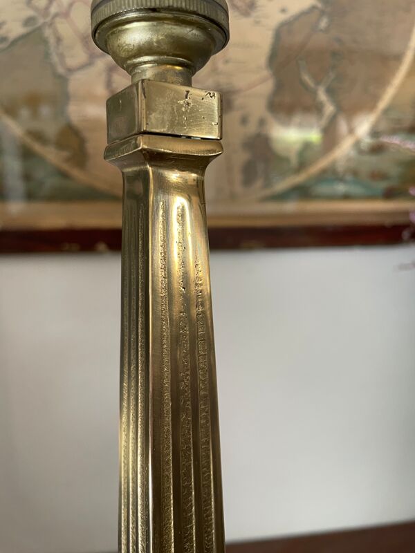 Lampe colonne en bronze doré et marbre 36cm