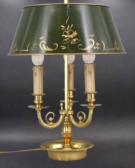 Bronze Gilt Bouillotte Lamp in Louis XVI Style with Three Lights