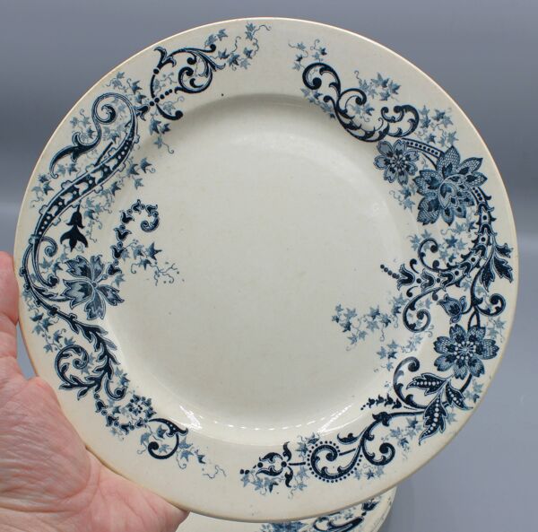 Lot 9 assiettes plates hb & cie terre de fer - sevigne23 cm