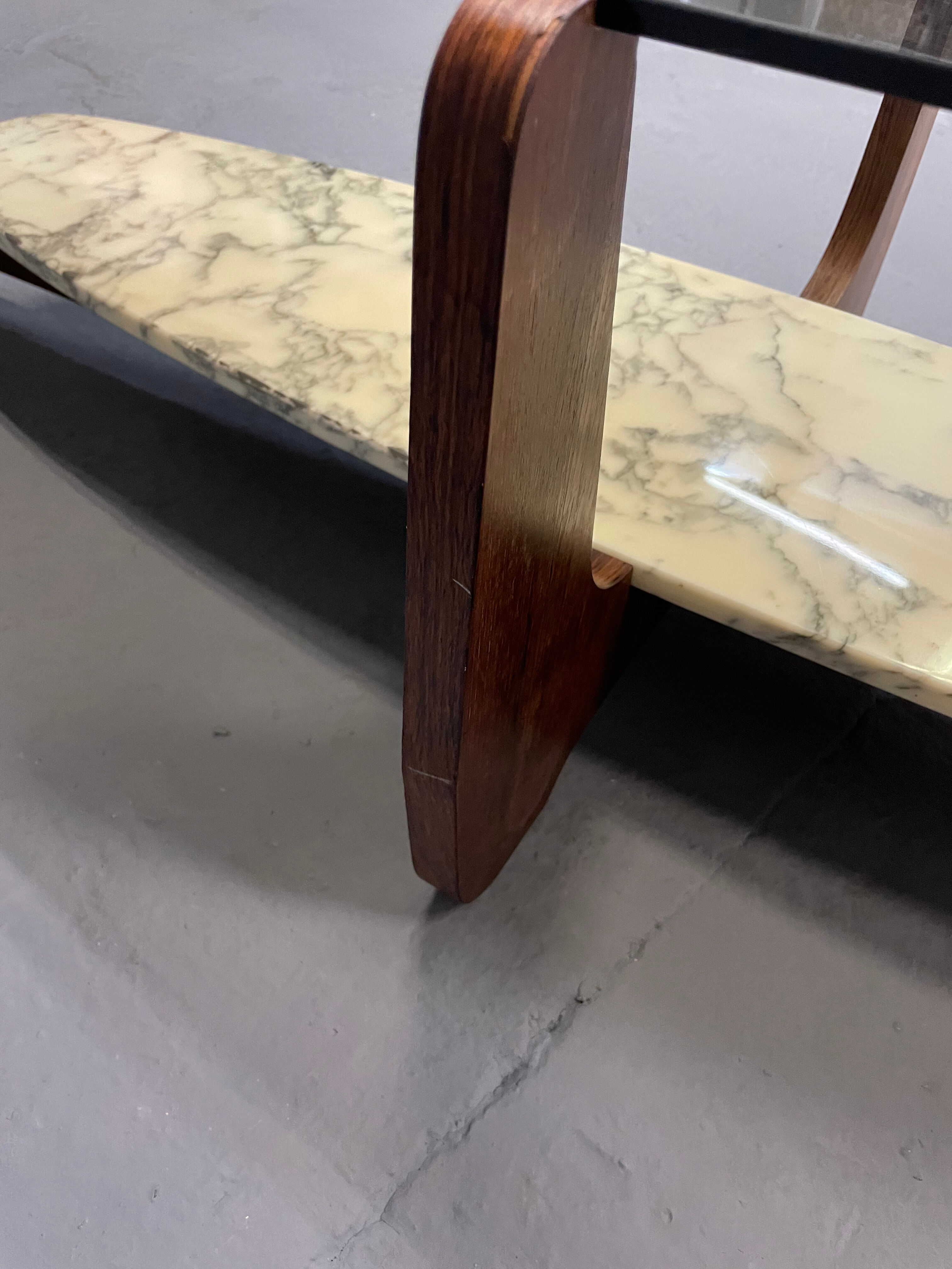 Coffee table wood and marble Hugues Poignant