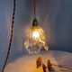 Hanging pendant light thick transparent draped and amber glass, vintage