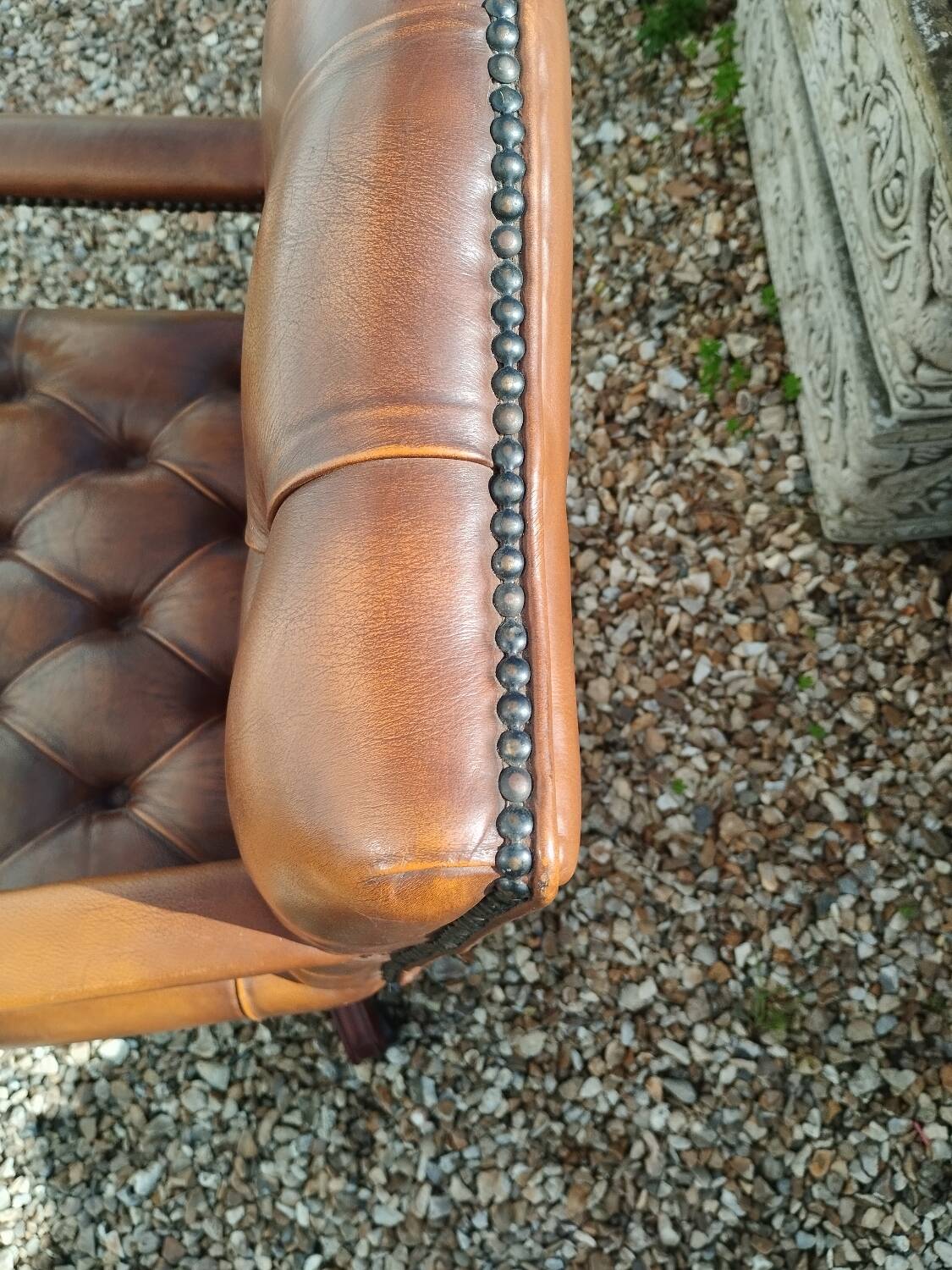 Chesterfield desk chair in antique leather