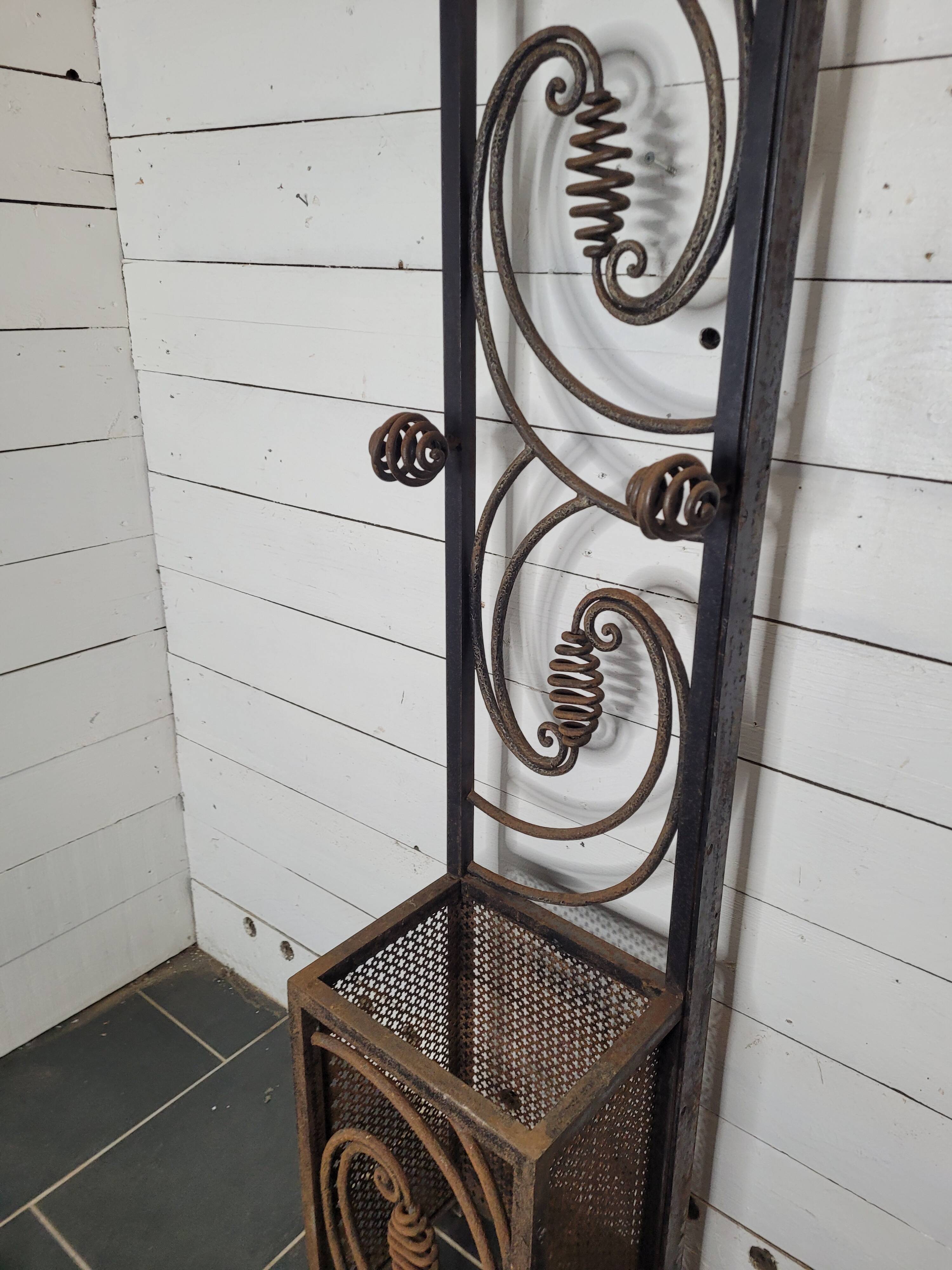 Art deco wrought iron coat rack from the 1930s