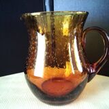 Pitcher, pot-bellied jug in bubbled glass 1.9 L