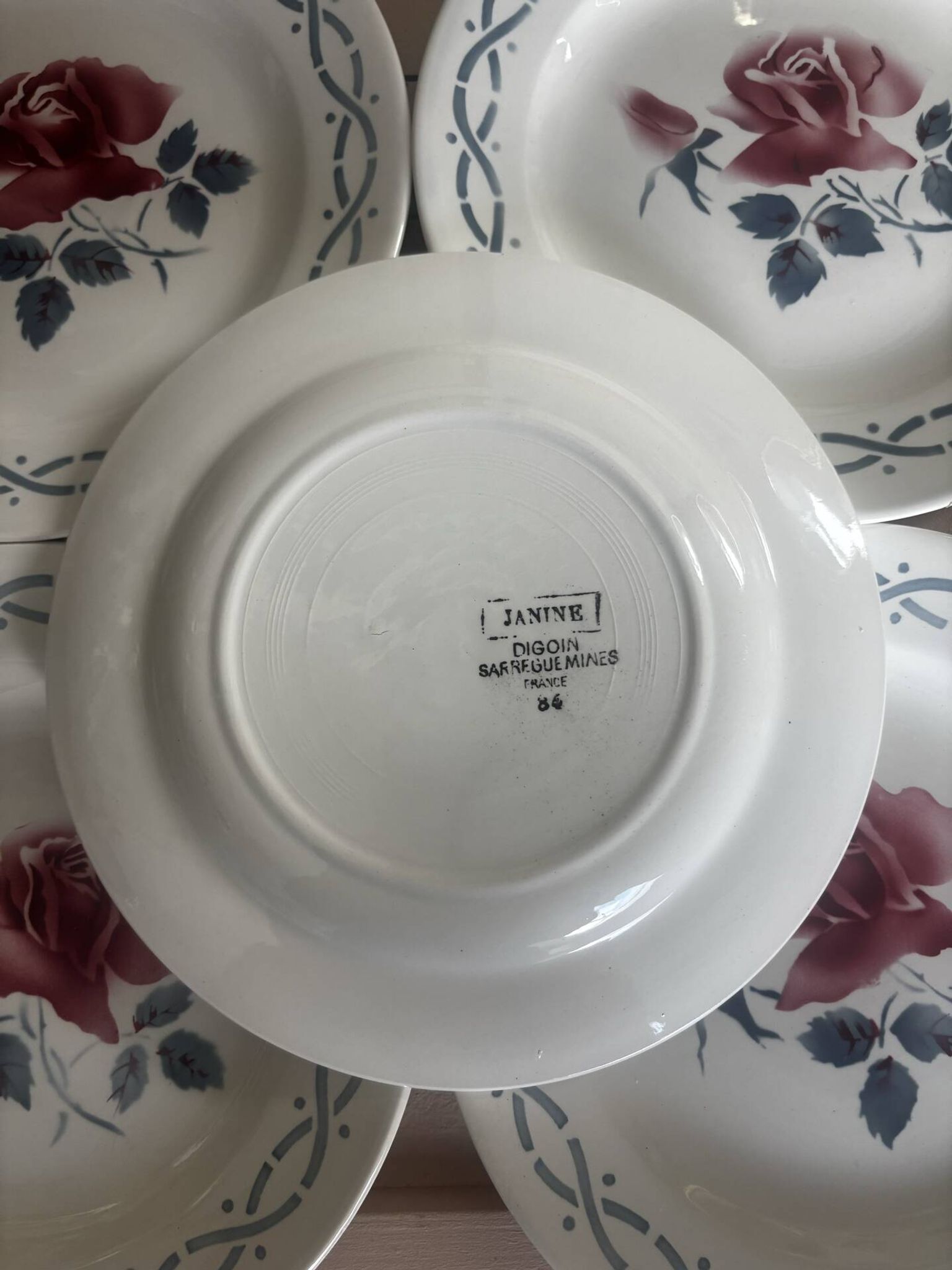 Set of 5 dessert plates earthenware Digoin Sarreguemines Janine