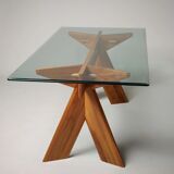 Dining table in walnut, Italy 80s