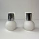 Pair of vintage opaline round wall lamps