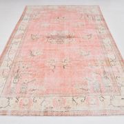 6x9 Turkish Soft Pink Bordered Vintage Rug, 191x282Cm