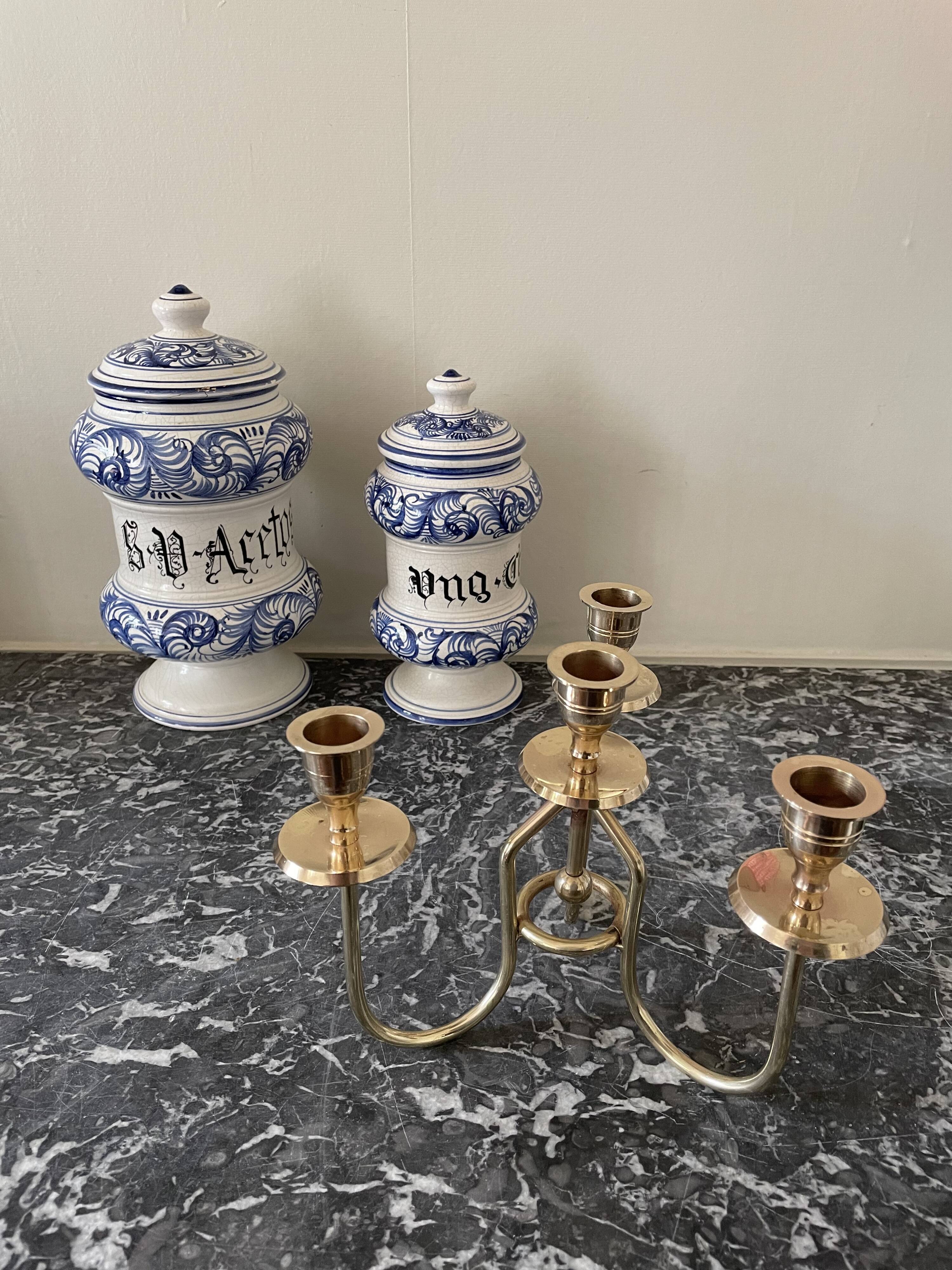 Golden brass candle holder