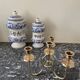 Golden brass candle holder