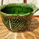 Saladier en barbotine vintage, feuilles de choux