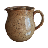 Enamelled stoneware decanter / pitcher with ice cube reserve - vintage