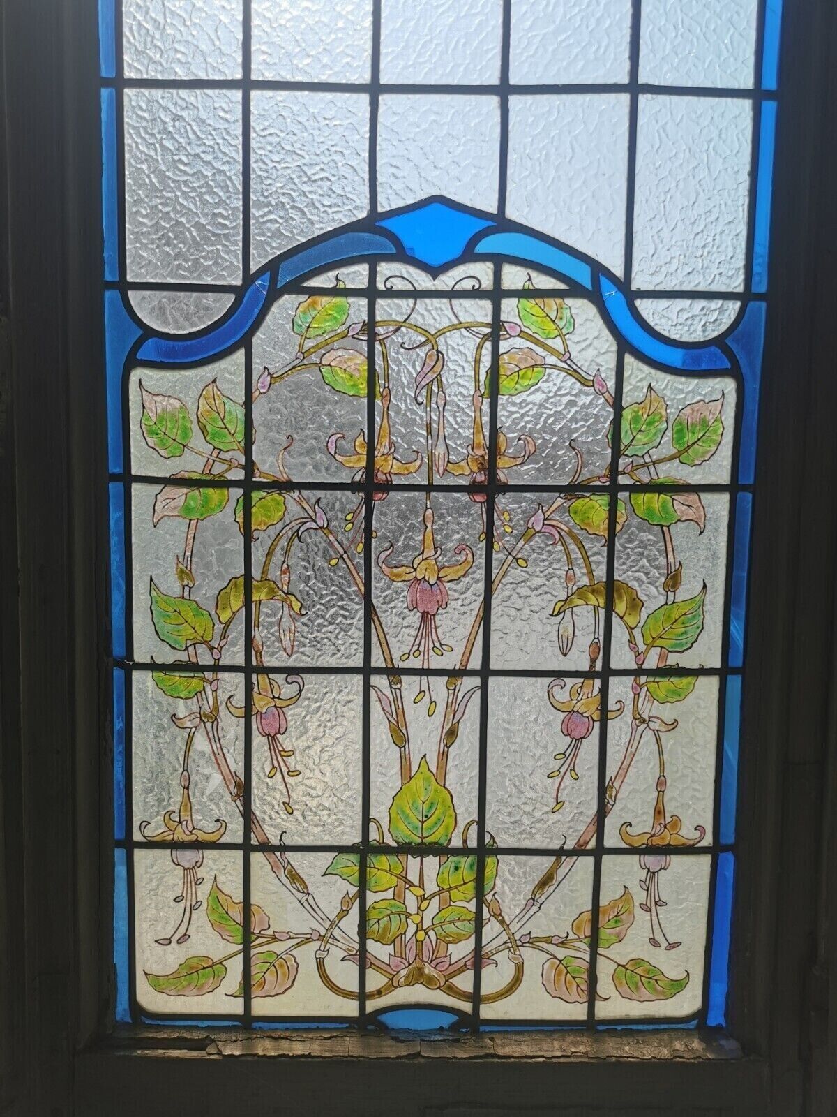Art Deco stained glass transom window, circa 1900, 20th century