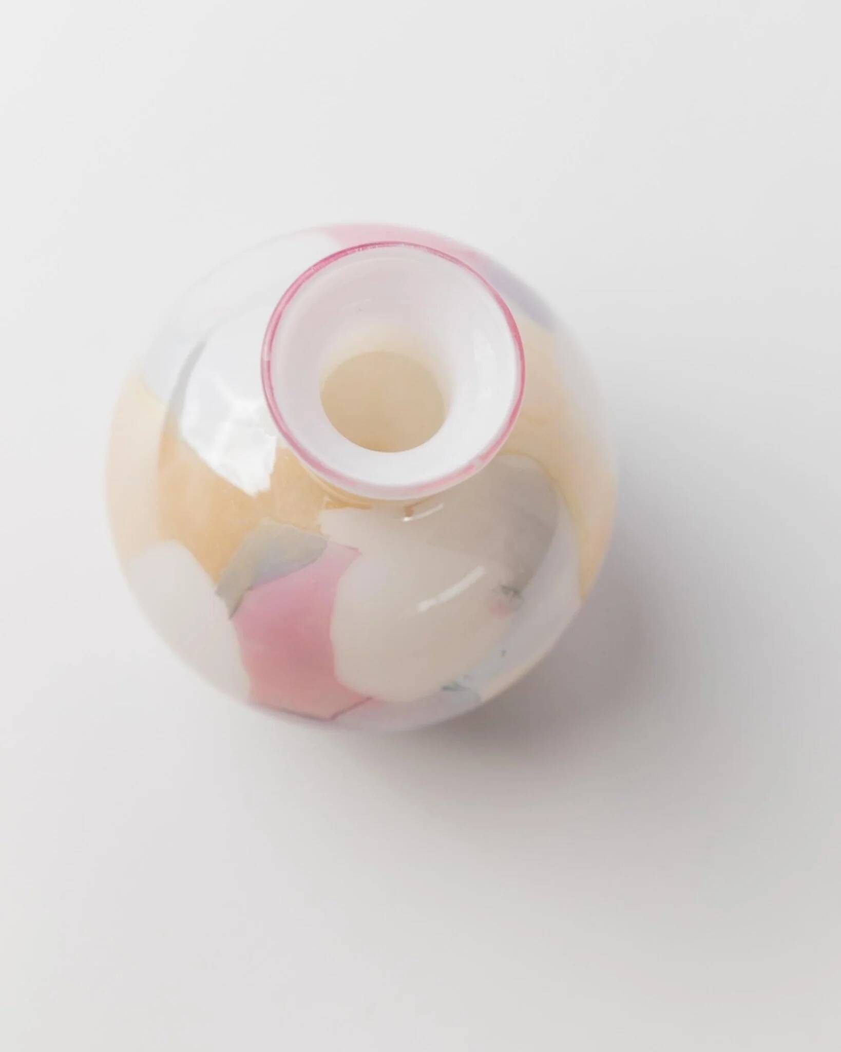 Milky White Murano Glass Vase with Pastel Dots Italian 1980s Vintage Table Decor