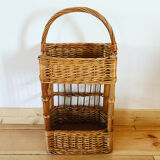 Vintage wicker bottle bar