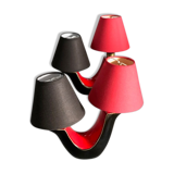 Pair of double fire lamps in red and black ceramic 50s