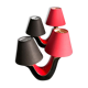 Pair of double fire lamps in red and black ceramic 50s