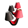 Pair of double fire lamps in red and black ceramic 50s