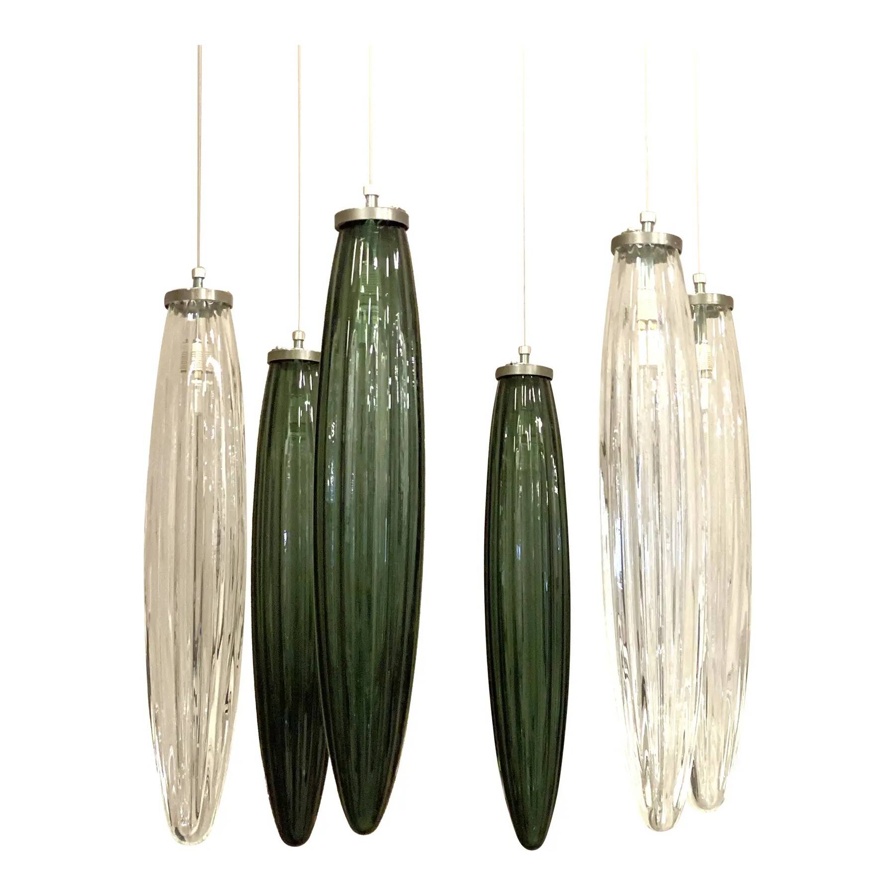 Contemporary Luxury Italian Green "Swords" Murano Glass Little Cascade by S