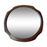 Round mirror with original octagonal solid wood frame - 60s