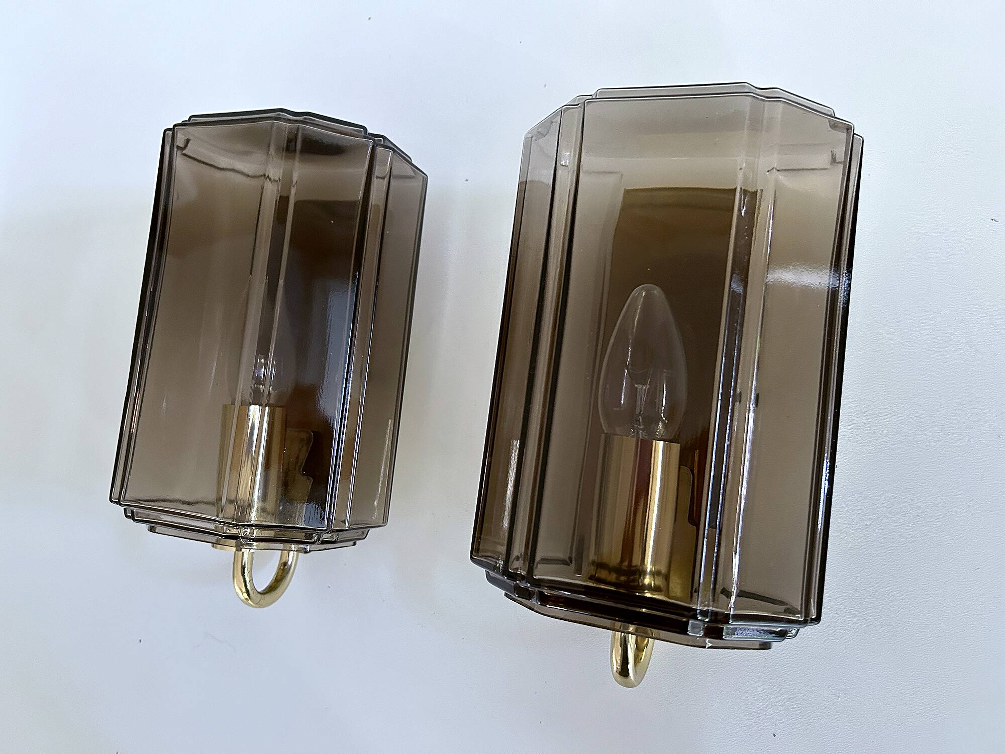 Pair Vintage Limburg Glass Wall Lights