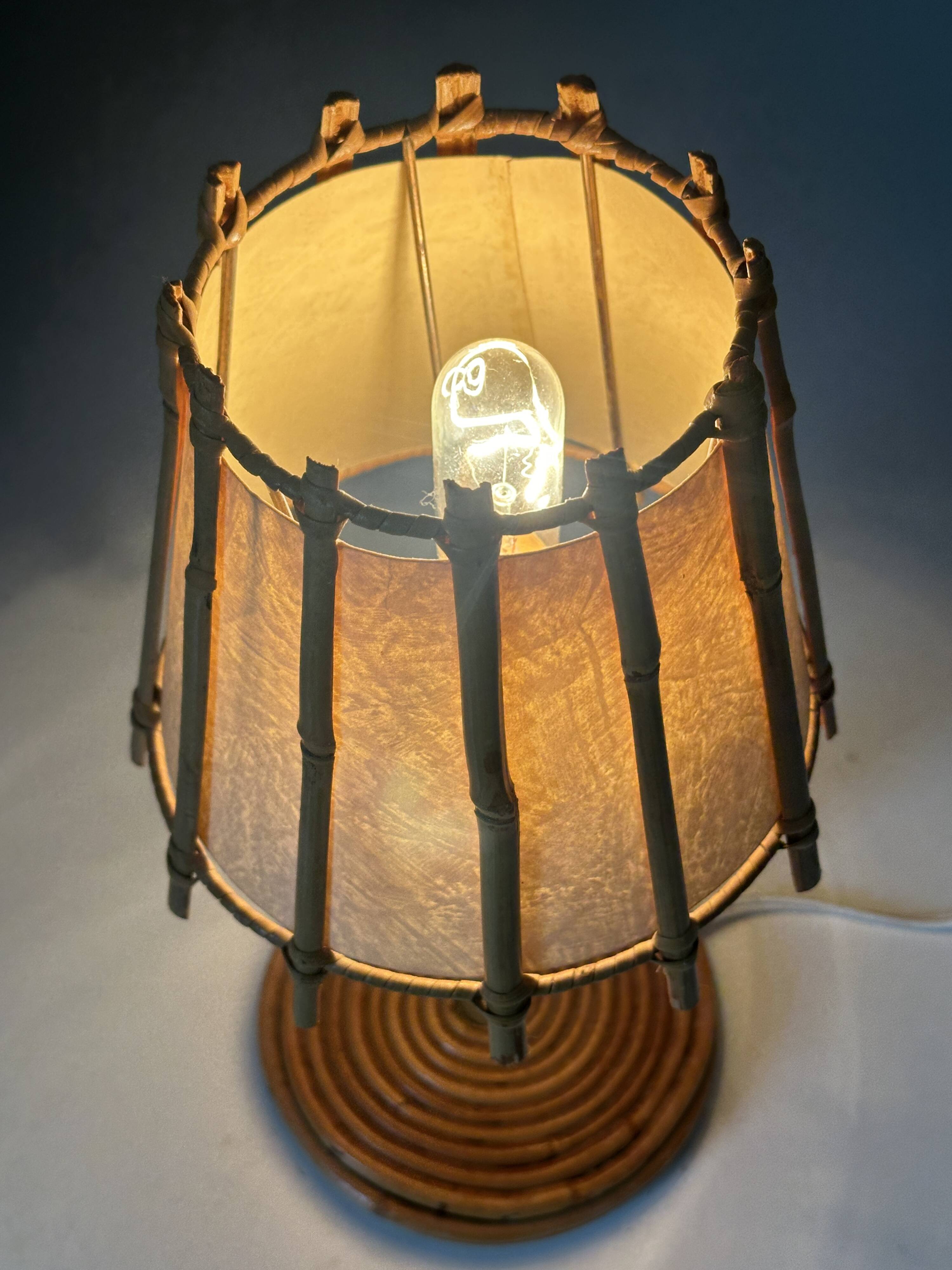 Vintage rattan lamp from the 60s