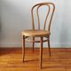Chaise bistrot ancienne en bois blond courbé et cannage