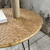 Wicker and metal coffee table from the 1950s