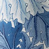 Blue and white ceramic table lamp, William Morris Acanthus shade, Dutch vintage.