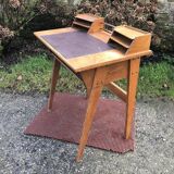 Vintage oak compass leg desk.