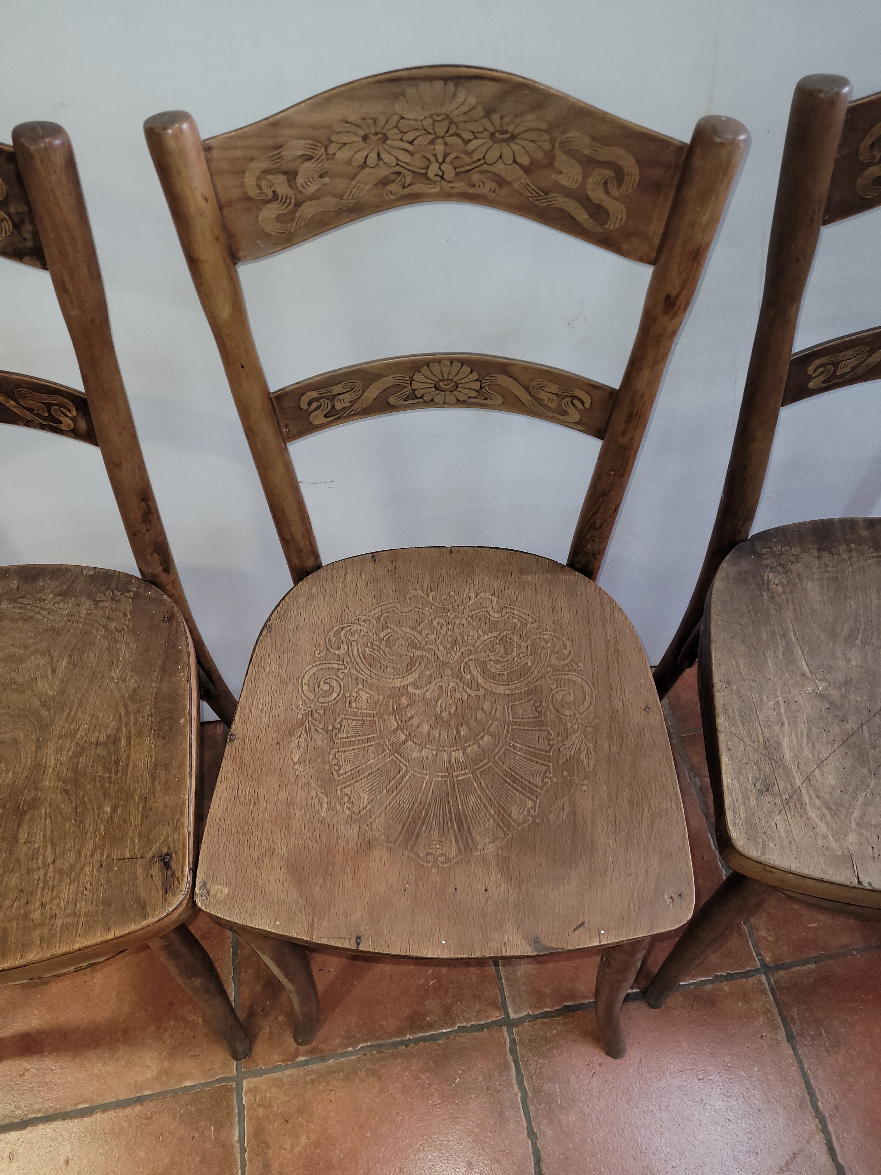 4 antique bistro chairs